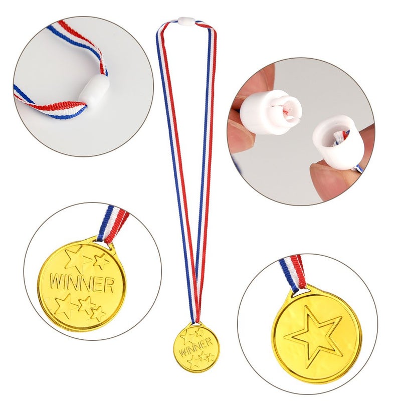 FEPITO 30 Pcs Trophies Medals Set 10Pcs Gold Plastic Trophy Cup and 20Pcs Winner Medals for Kid Party Sports Awards - Image 3